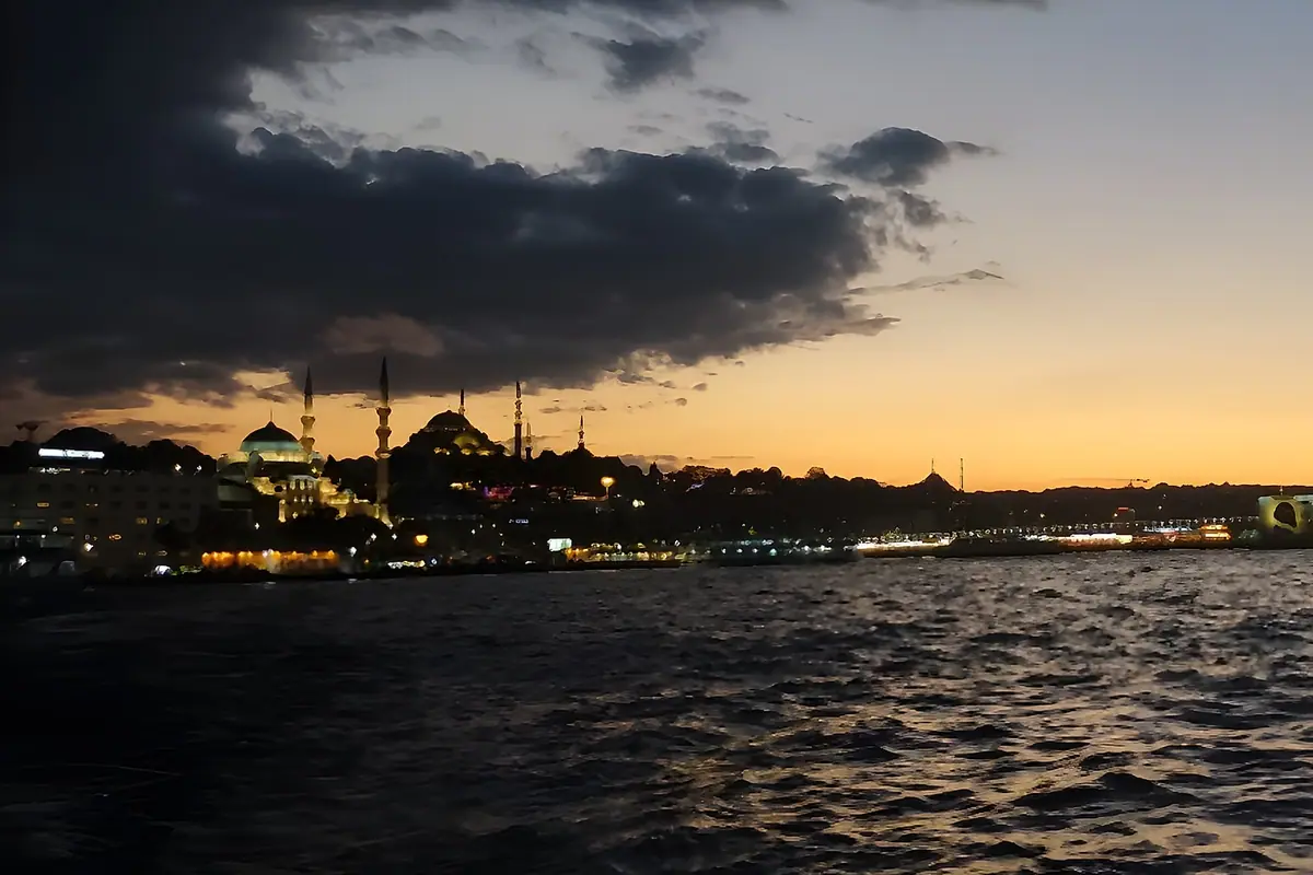 Istanbul city skyline in summer — Bosphorus view with mosques and modern skyline