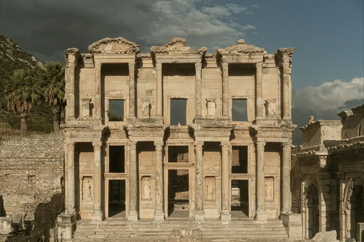 Ancient Greek and Roman ruins — columns and marble streets like those at Troy