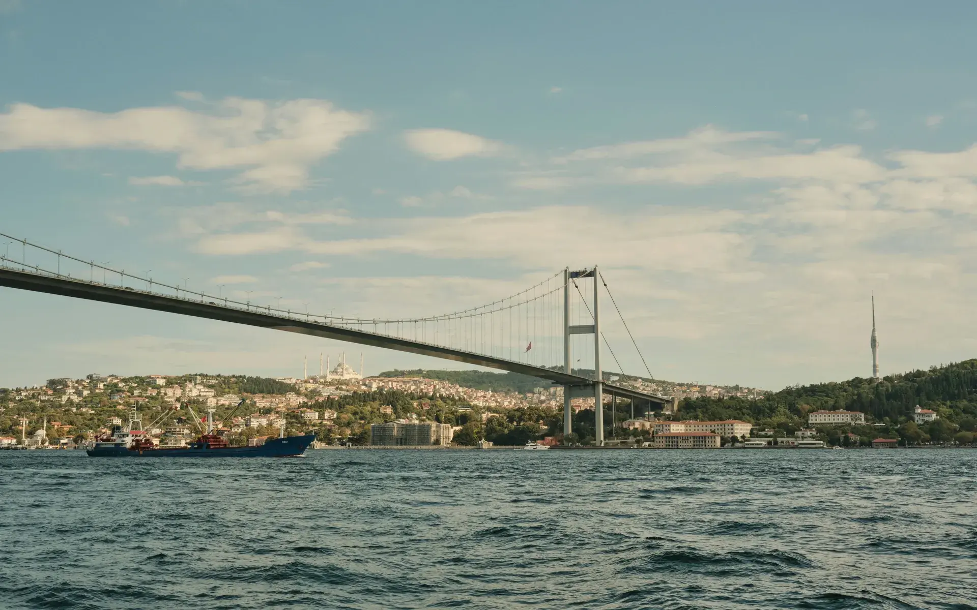 The 15 Temmuz Şehitler Bridge spanning the Bosphorus between Asia and Europe