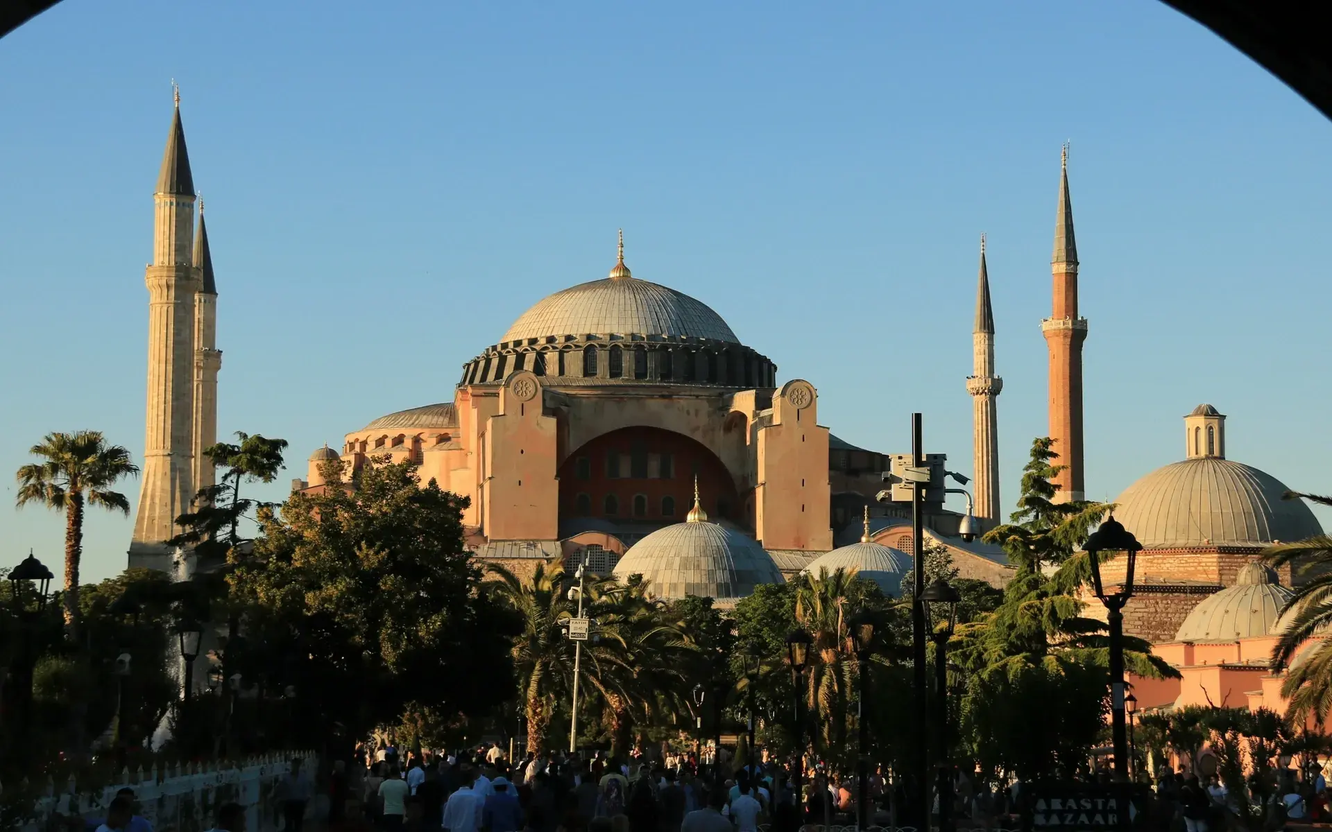 Hagia Sophia in warm evening light in Sultanahmet, Istanbul
